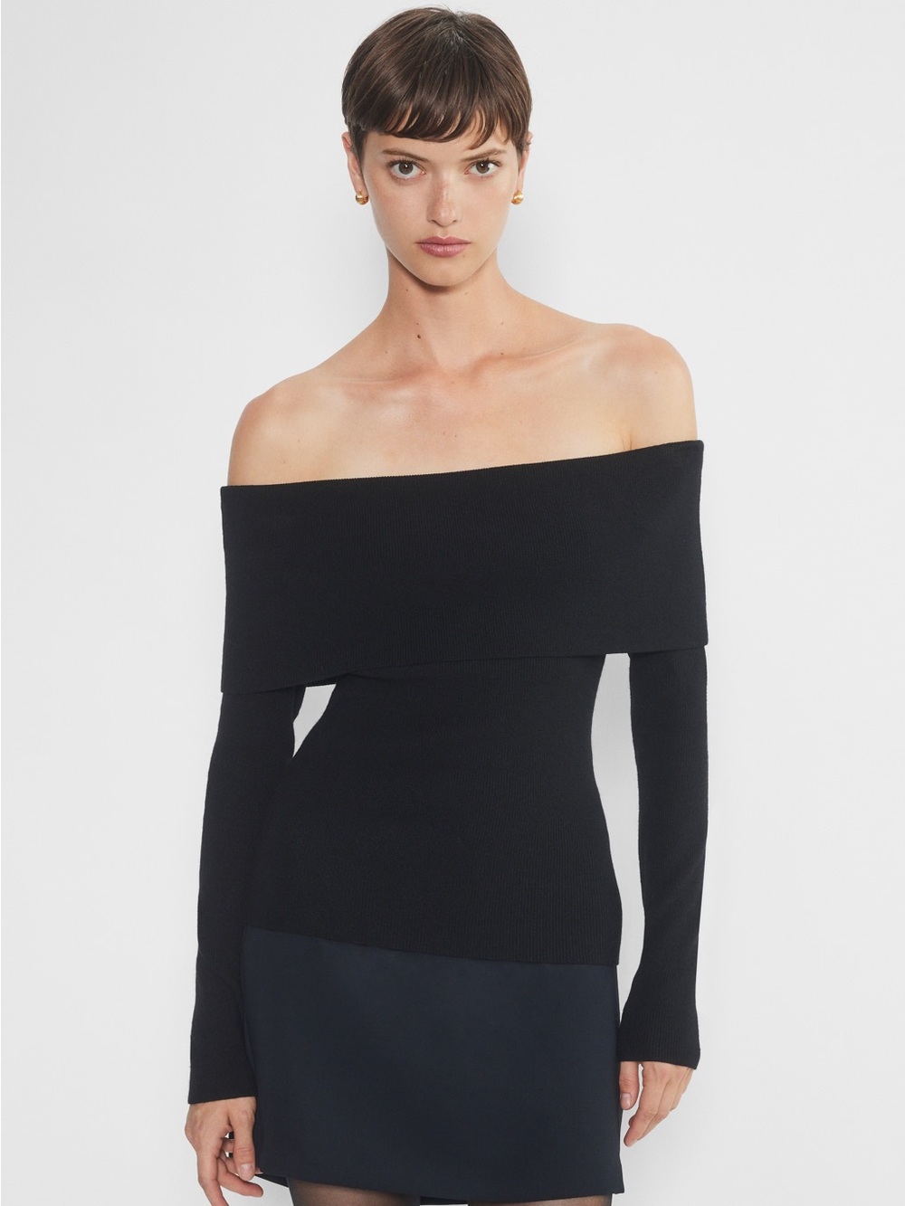 Wilfred Nola Black Off Shoulder Knit Sweater Size S